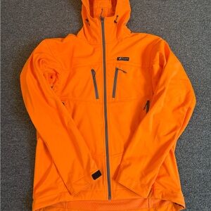 Men's High-Visibility Orange Hooded Softshell Jacket